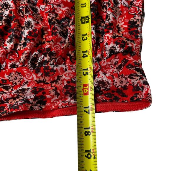 Free People Orange/Multicolor Mesh Floral Blouse Women's Top Size Medium | 26-40 - Picture 6 of 8